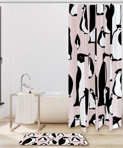 Adorable Penguin Waterproof Shower Curtain for Kids' Bathrooms