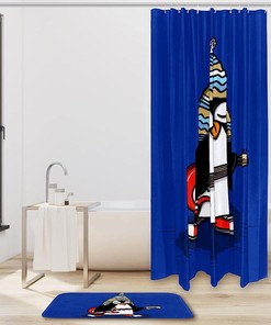 Adorable Penguin Wildlife Print Shower Curtain, Waterproof Bathroom Curtain