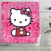 Adorable Pink Cartoon Cat Theme Pongee Shower Curtain for Kid Girl Bathroom