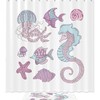 Adorable Pink Cartoon Seahorse Waterproof Shower Curtain for Kids Bathroom Decor
