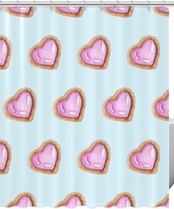 Adorable Pink Love Hearts Cute Shower Curtain for Your Sweet Bathroom