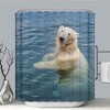 Adorable Polar Bear Swimming Shower Curtain With Arctic Print For Wildlife Bathroom Decor