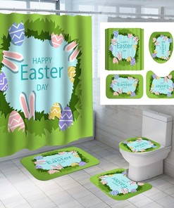 Adorable Rabbit Ears and Egg Grass Shower Curtain for a Fun Easter Theme