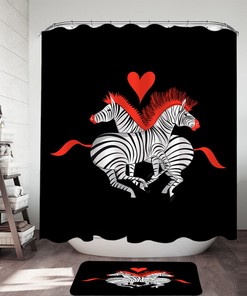 Adorable Red Haired Zebras in Love Shower Curtain for Animal Lovers