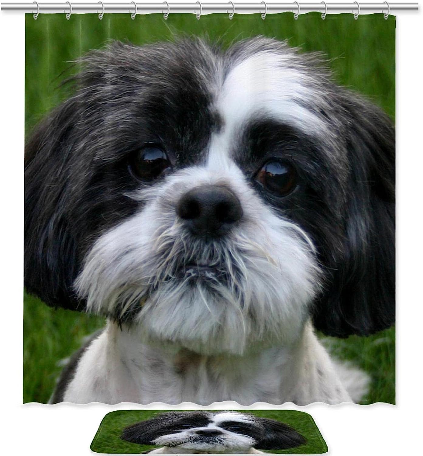 Adorable Shih Tzu Dog Puppy Waterproof Shower Curtain for Bathroom Curtain