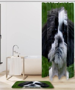 Adorable Shih Tzu Dog Puppy Waterproof Shower Curtain for Bathroom Curtain