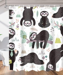 Adorable Sleeping Sloths Shower Curtain for Bathroom Fabric Home Decor 