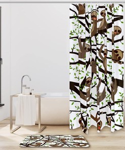 Adorable Sloth Animal Print Shower Curtain, Cute and Charming Bathroom Decor
