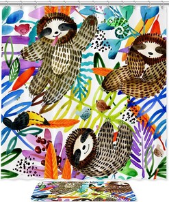 Adorable Sloth Animal Shower Curtain, Add a Fun Pop to Your Bath