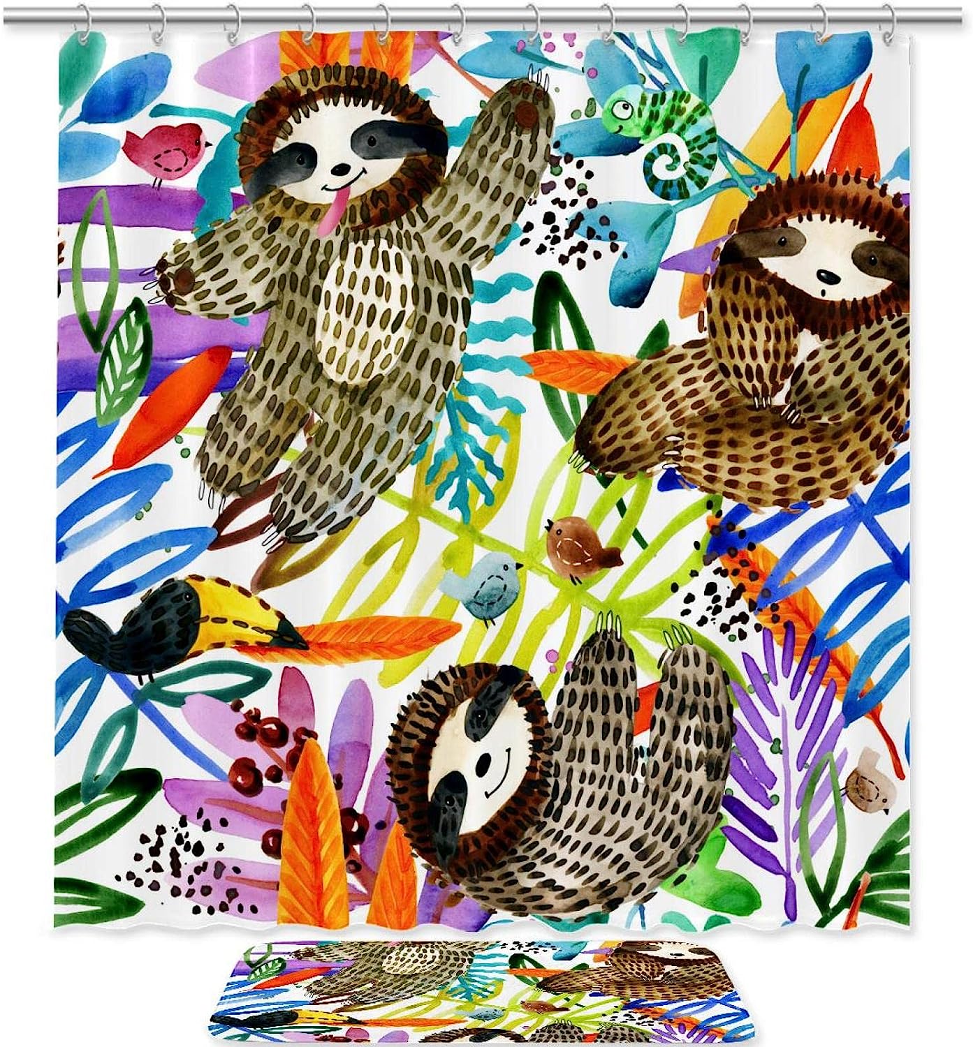 Adorable Sloth Animal Shower Curtain, Add a Fun Pop to Your Bath