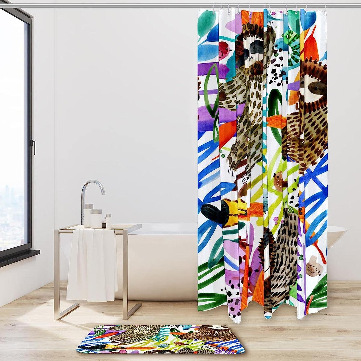 Adorable Sloth Animal Shower Curtain, Add a Fun Pop to Your Bath