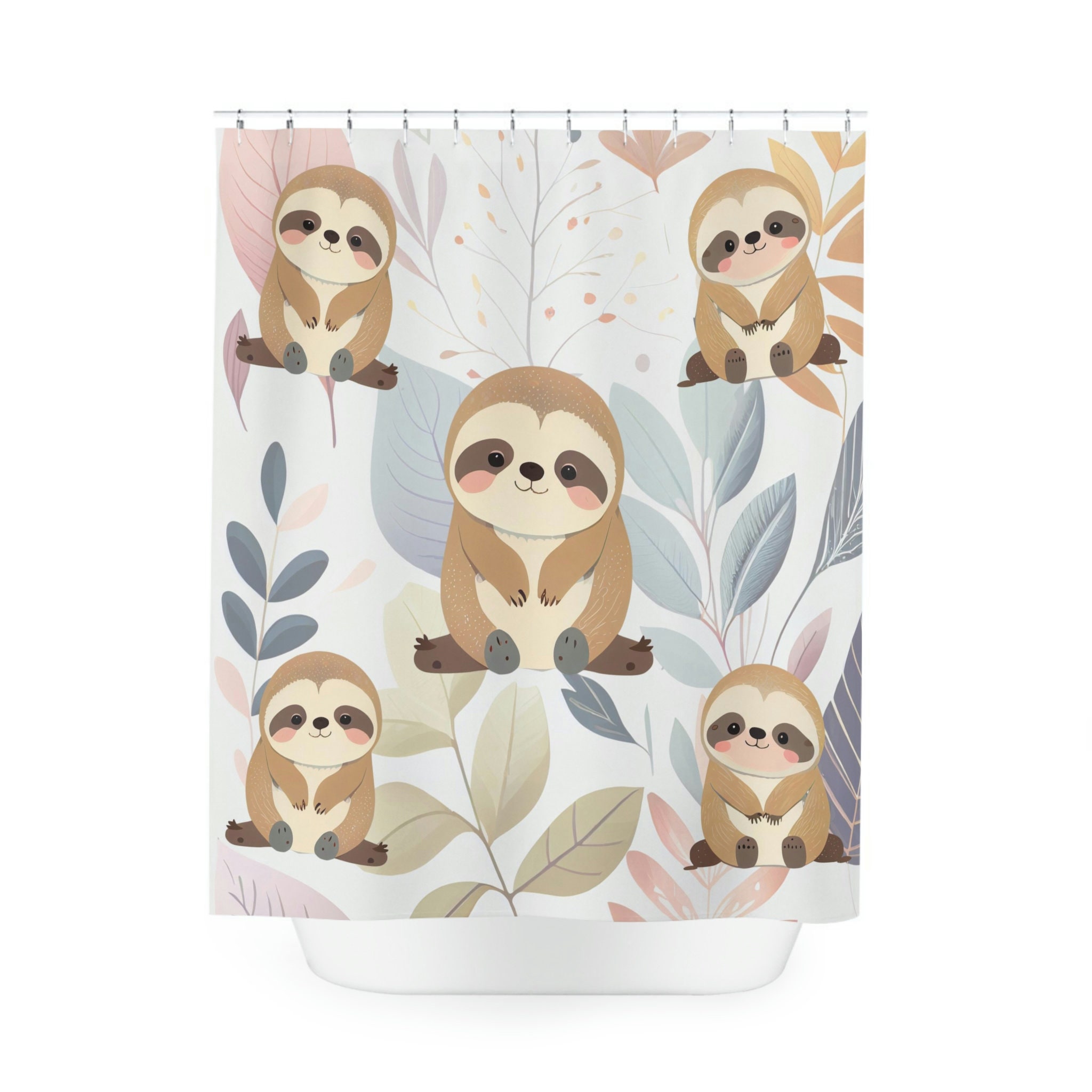 Adorable Sloth Design Cute And Cozy Shower Curtain For Baby Bathroom Decor - Image 2