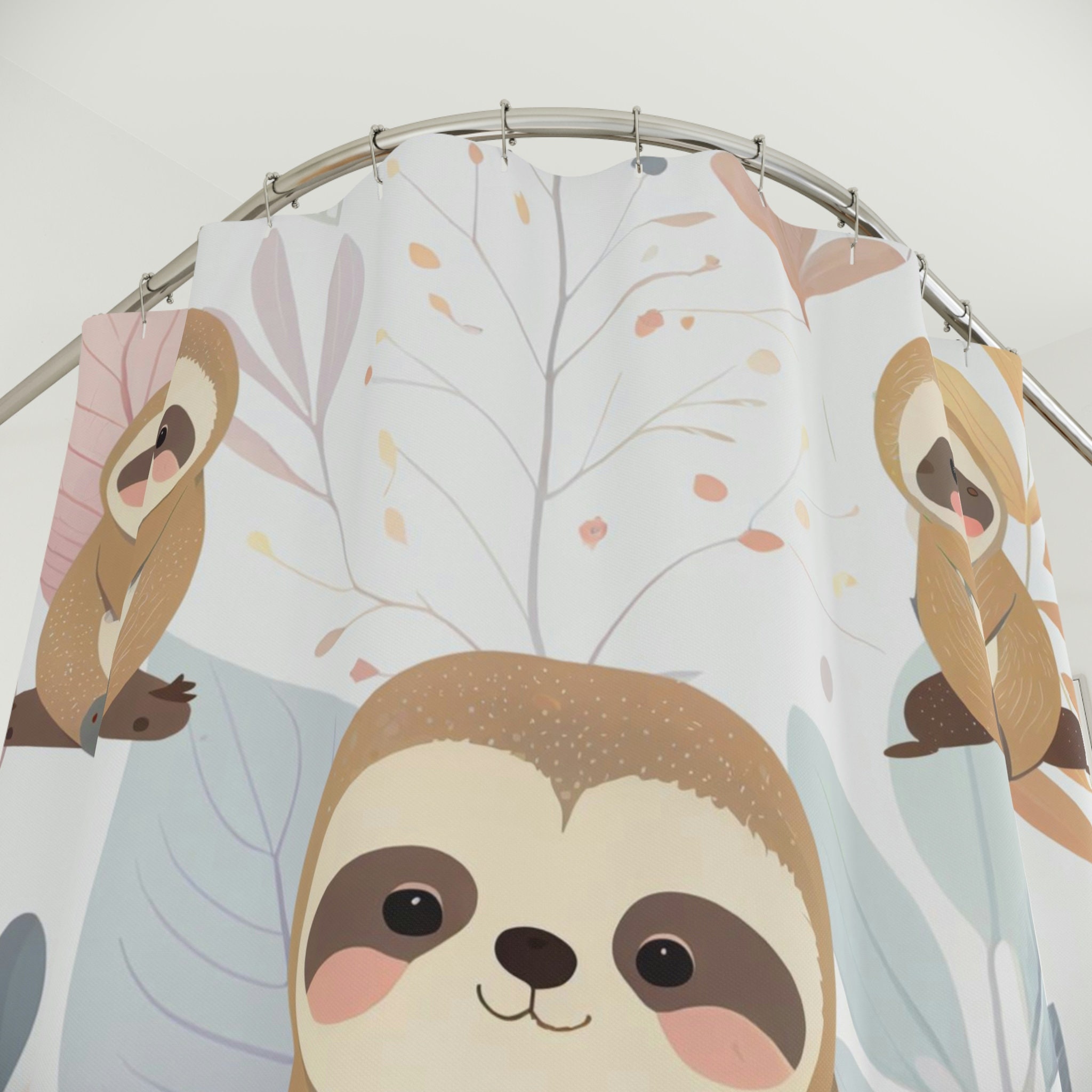 Adorable Sloth Design Cute And Cozy Shower Curtain For Baby Bathroom Decor - Image 3