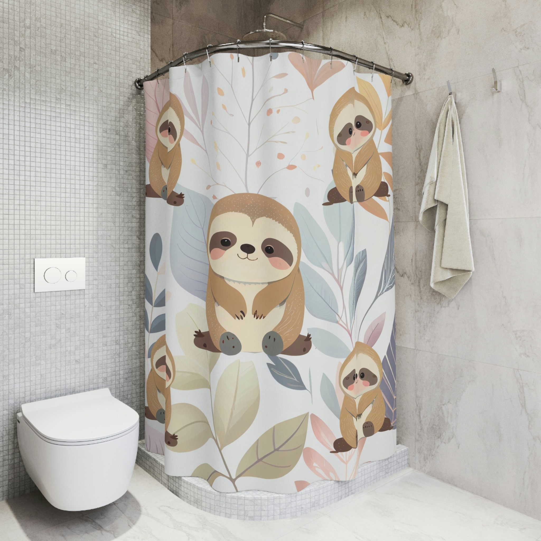 Adorable Sloth Design Cute And Cozy Shower Curtain For Baby Bathroom Decor - Image 4