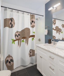 Adorable Sloth Print Shower Curtain For Playful Bathroom Decor