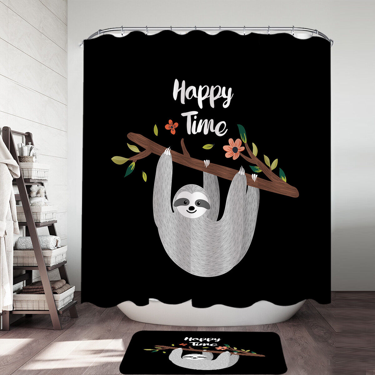 Adorable Sloth Print Shower Curtain for Bathroom
