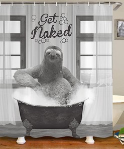 Adorable Sloth Taking A Bath Shower Curtain For Funny Animal Bathroom Decor