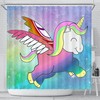Adorable Smiling Unicorn Print Shower Curtain For Magical Bathroom Decor