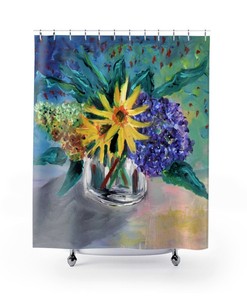 Adorable Sunflower In Vase Floral Shower Curtain to Brighten Up Your Bathroom