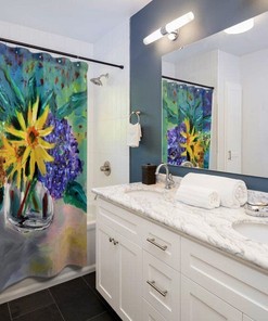 Adorable Sunflower In Vase Floral Shower Curtain to Brighten Up Your Bathroom