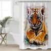 Adorable Tiger Baby Oil Painting Print Shower Curtain for Your Bathroom