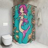 Adorable Underwater Print Mermaid Shower Curtain- Ocean Art Design for Kids Bathroom 