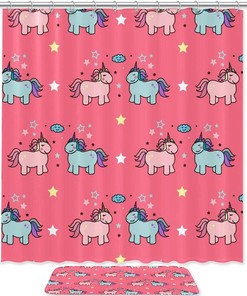 Adorable Unicorn Printed Bathroom Curtain- Waterproof And Long-Lasting