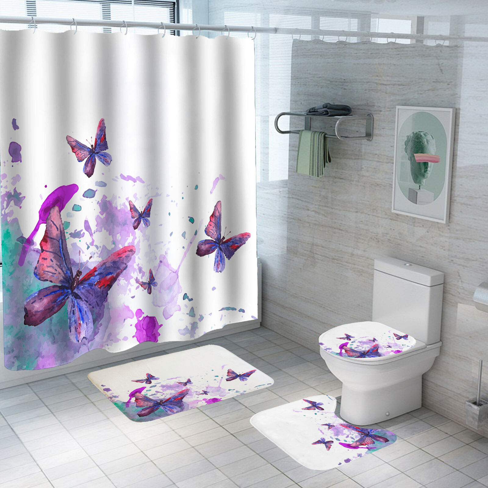 Adorable Watercolor Butterfly Shower Curtain with a Touch of Enchantment for Your Bathroom