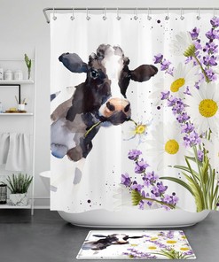 Adorable Watercolor Cute Elephant and Purple Flowers Shower Curtain for a Sweet Bathroom