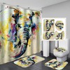 Adorable Watercolor Elephant Bath and Shower Curtain with No-Slip Lid for Added Safety
