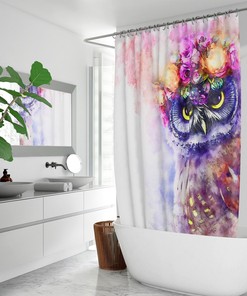 Adorable Watercolor Owls Shower Curtain for a Sweet and Fun Bathroom