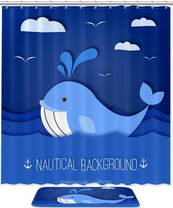 Adorable Whale Printed Waterproof Shower Curtain - Add Fun To Your Bathroom