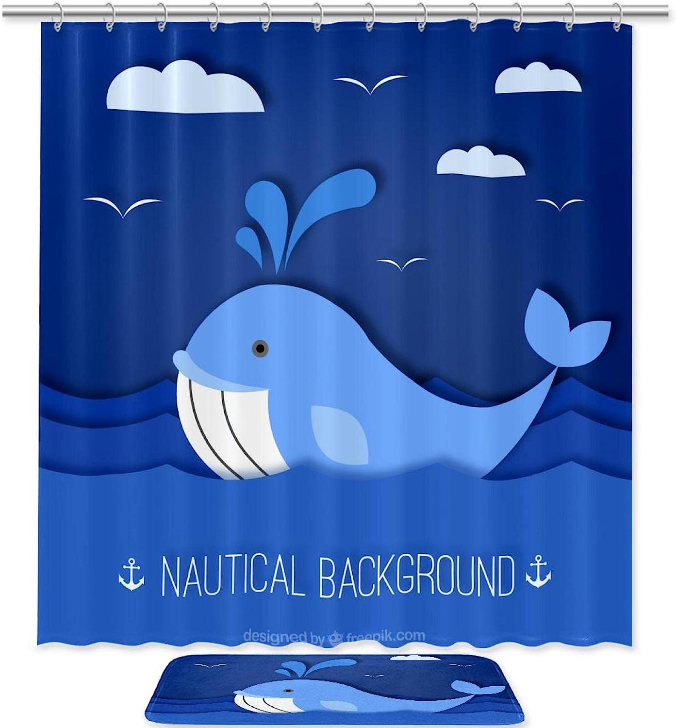 Adorable Whale Printed Waterproof Shower Curtain - Add Fun To Your Bathroom