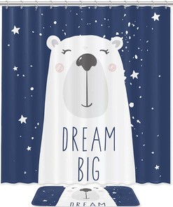 Adorable White Bear - Charming Printed Shower Curtain For Bathroom - Waterproof And Stylish