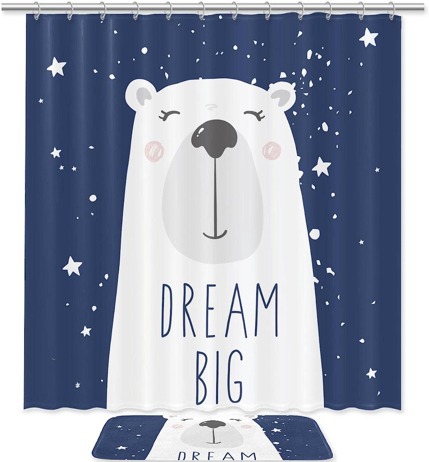 Adorable White Bear - Charming Printed Shower Curtain For Bathroom - Waterproof And Stylish