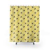 Adorable Yellow Bumble Bee Shower Curtain with Honey Comb Design for a Sweet Bath 