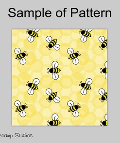 Adorable Yellow Bumble Bee Shower Curtain with Honey Comb Design for a Sweet Bath