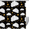 Adorable Yellow Stars and White Clouds Pattern Shower Curtain for a Dreamy Bathroom Decor 