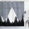 Adventure Shower Curtain - Forest Halftone Effect Hipster Typography Camping In Mountains - Cloth Fabric Bathroom Decorr