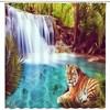 Aembee Green Forest Tiger Big Cat Palm Leaves Shower Curtain