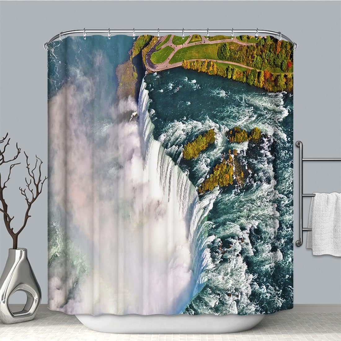 Aerial View Niagara Waterfall Waterproof Fabric Shower Curtain