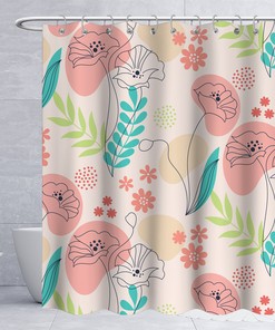 Aesthetic Botanical Floral Shower Curtain For Minimalist Bathroom