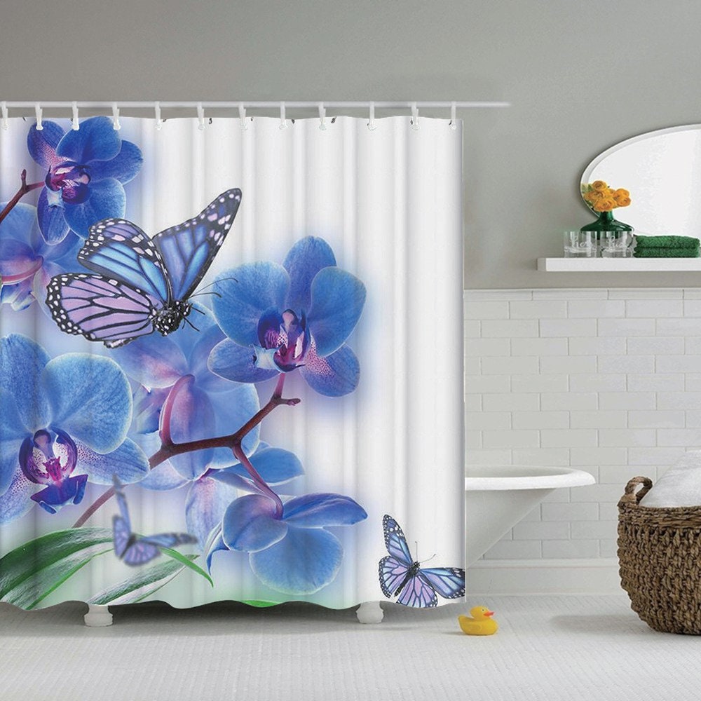 Aesthetic Butterfly Shower Curtain - Creative Design With Flower Cute Decor And Art Style For A Modern And Chic Bathroom