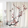 Aesthetic Plum Blossom Watercolor Floral Shower Curtain with Modern Fabric