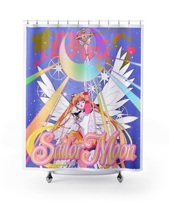 Aesthetic Sailor Moon Vaporwave Anime Shower Curtain for an Eccentric and Unique Bathroom Decor