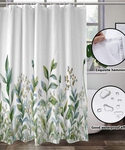Aesthetic Watercolor Leaves Botanical Green Leaf Flower Plant Shower Curtain - Stunning Addition To Your Bathroom