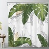 Aesthetic and Elegant Palm Leaf and Monstera Theme Shower Curtain with Green and Pink for Luxury Bathroom Design