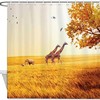 Africa Giraffe Shower Curtain - Bathroom Decor with Prairie and Autumn Theme by WengBeauty