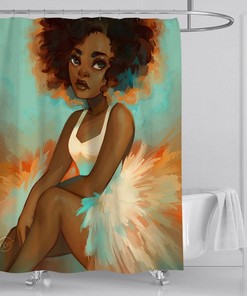 Africa Lovers African Woman Shower Curtain With Black Girl Cute Decor For Modern Bathroom
