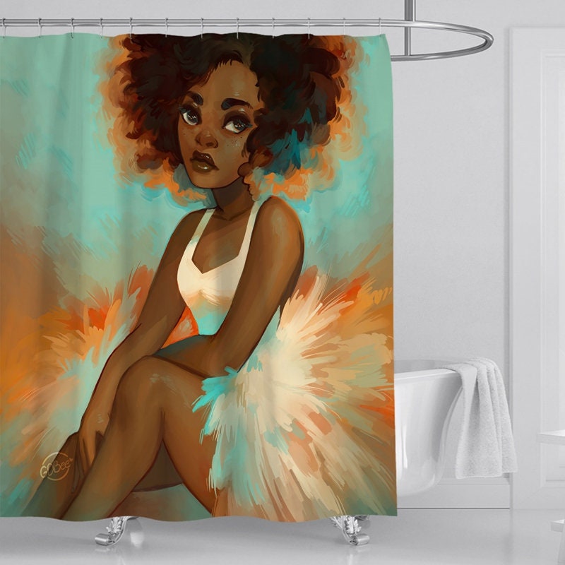 Africa Lovers African Woman Shower Curtain With Black Girl Cute Decor For Modern Bathroom